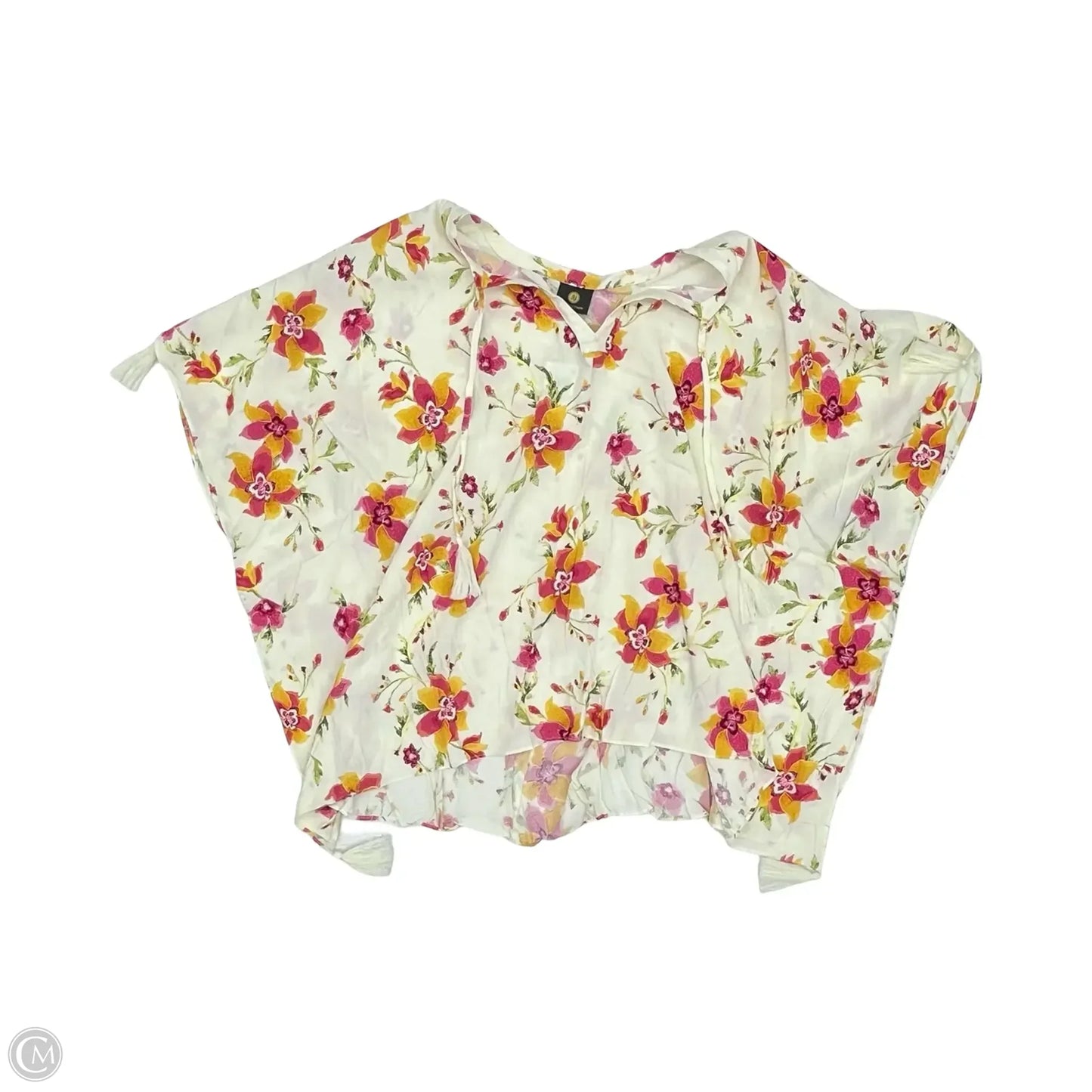 Blouse Short Sleeve By Jm Collections In Cream, Size: Xl