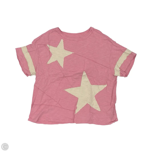 Top Short Sleeve By Shein In Cream & Pink, Size: 3x