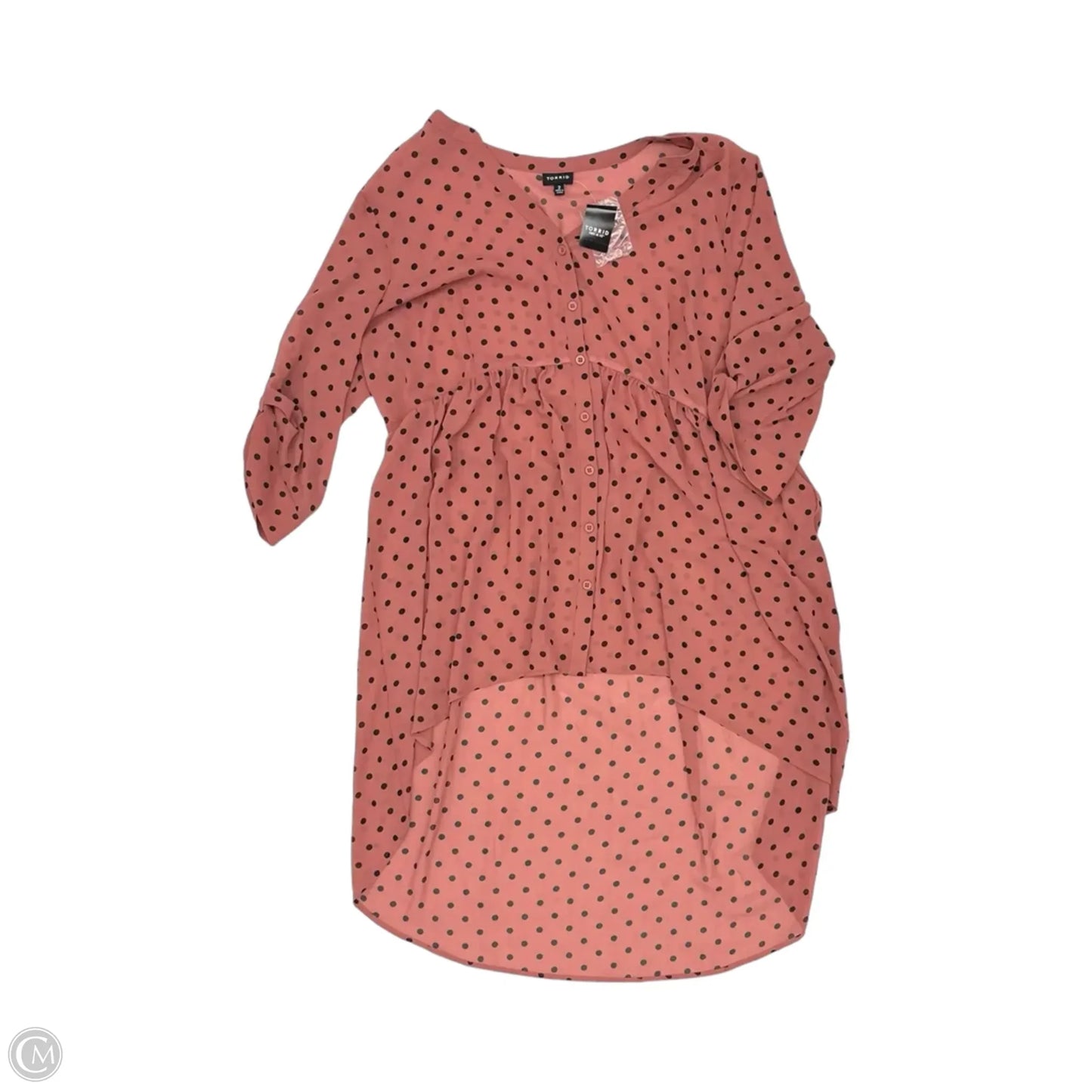 Tunic 3/4 Sleeve By Torrid In Polkadot Pattern, Size: 2x