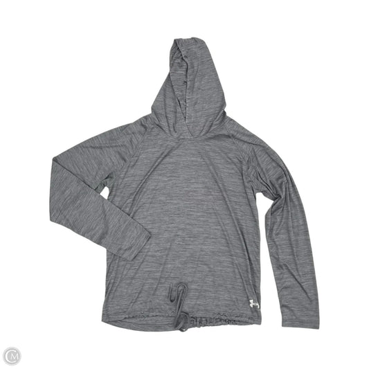Athletic Top Long Sleeve Hoodie By Under Armour In Grey, Size: Xl