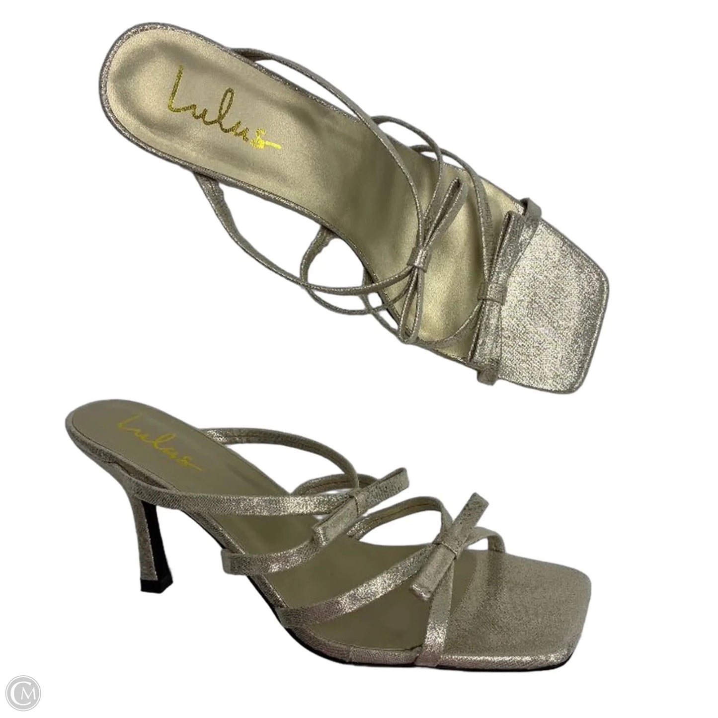 Sandals Heels Kitten By Lulus In Gold, Size: 10