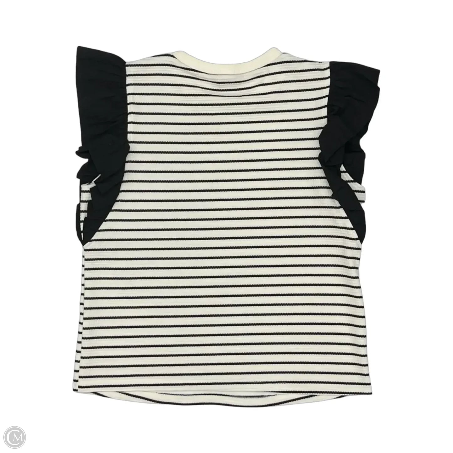 Blouse Short Sleeve By Strut & Bolt In Black & Cream, Size: L