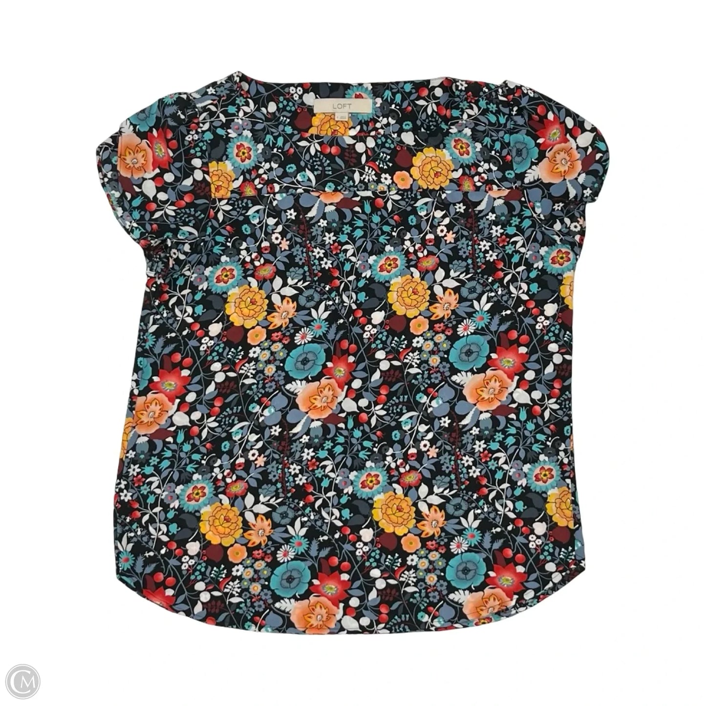 Blouse Short Sleeve By Loft In Floral Print, Size: S