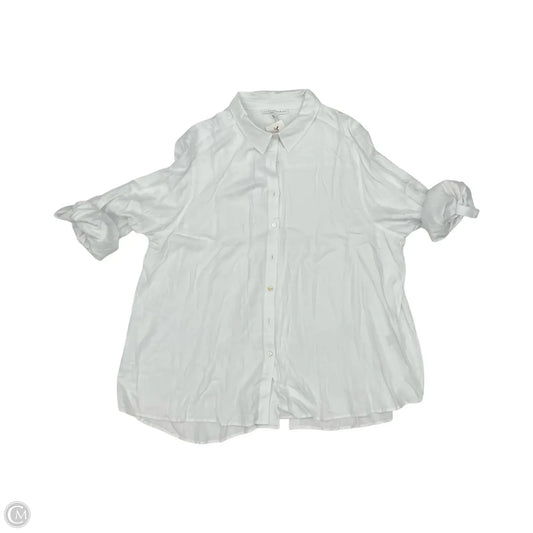 Blouse Long Sleeve By Jane And Delancey In White, Size: 2x