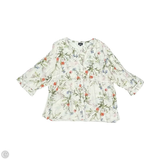 Blouse 3/4 Sleeve By Jones And Co In Floral Print, Size: 2x