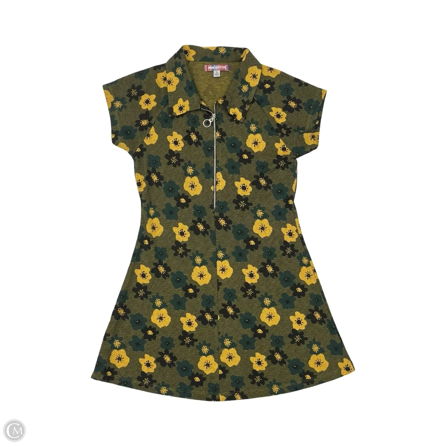 Dress Casual Short By Urban Outfitters In Green & Yellow, Size: L