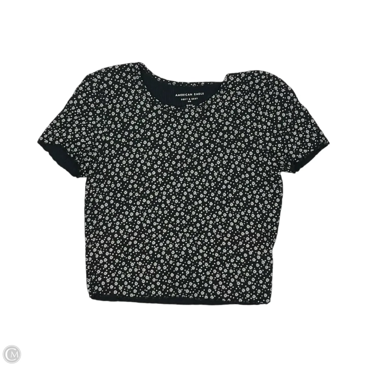 Top Short Sleeve By American Eagle In Black & White, Size: M