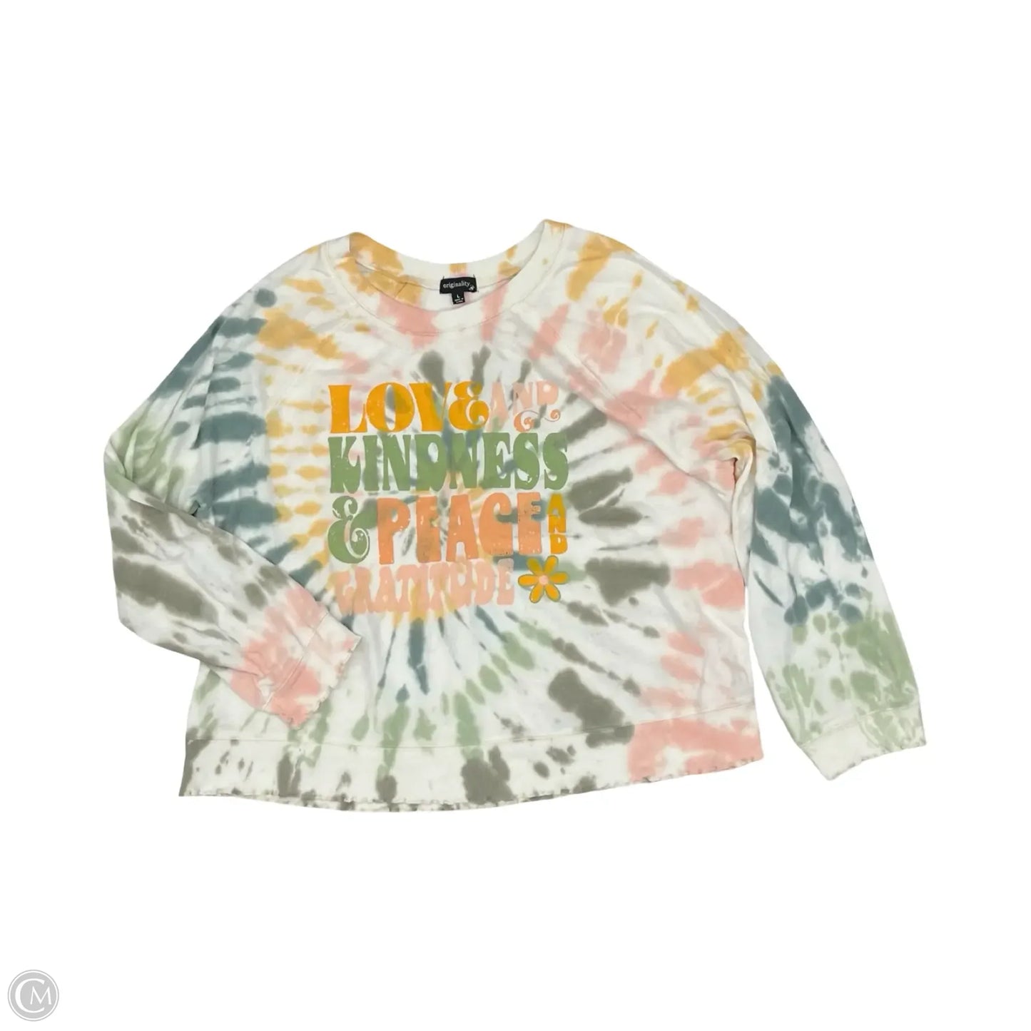 Top Long Sleeve By Originality In Tie Dye Print, Size: L