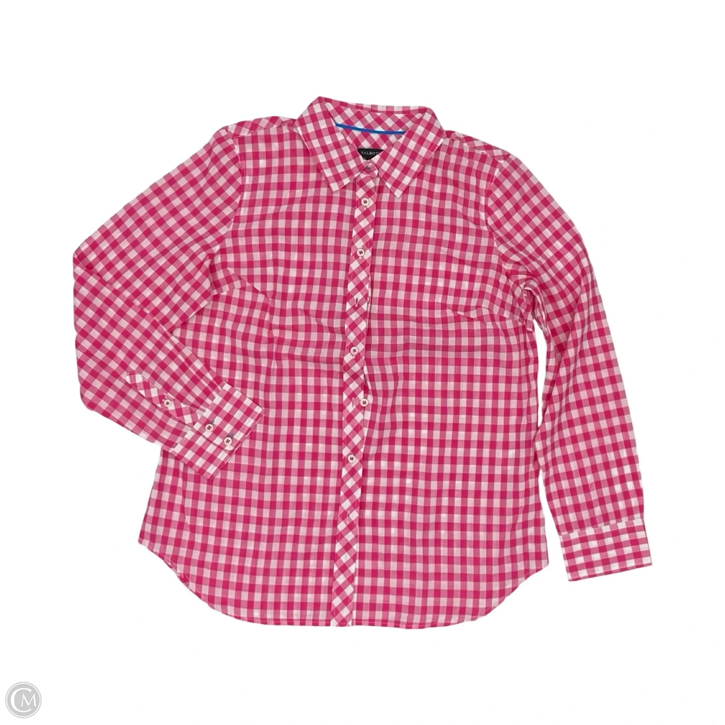 Blouse Long Sleeve By Talbots In Pink & White, Size: M