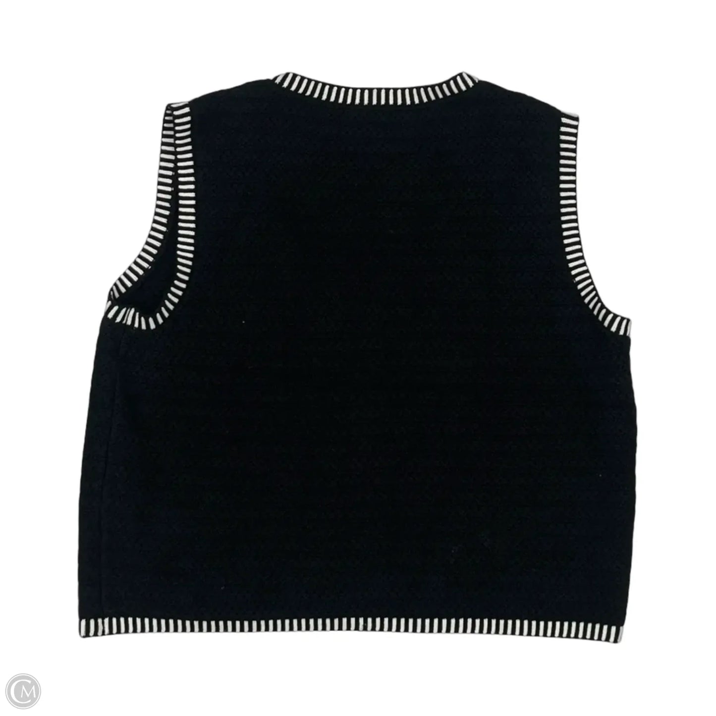 Vest Sweater By Ann Taylor In Black & White, Size: Xl