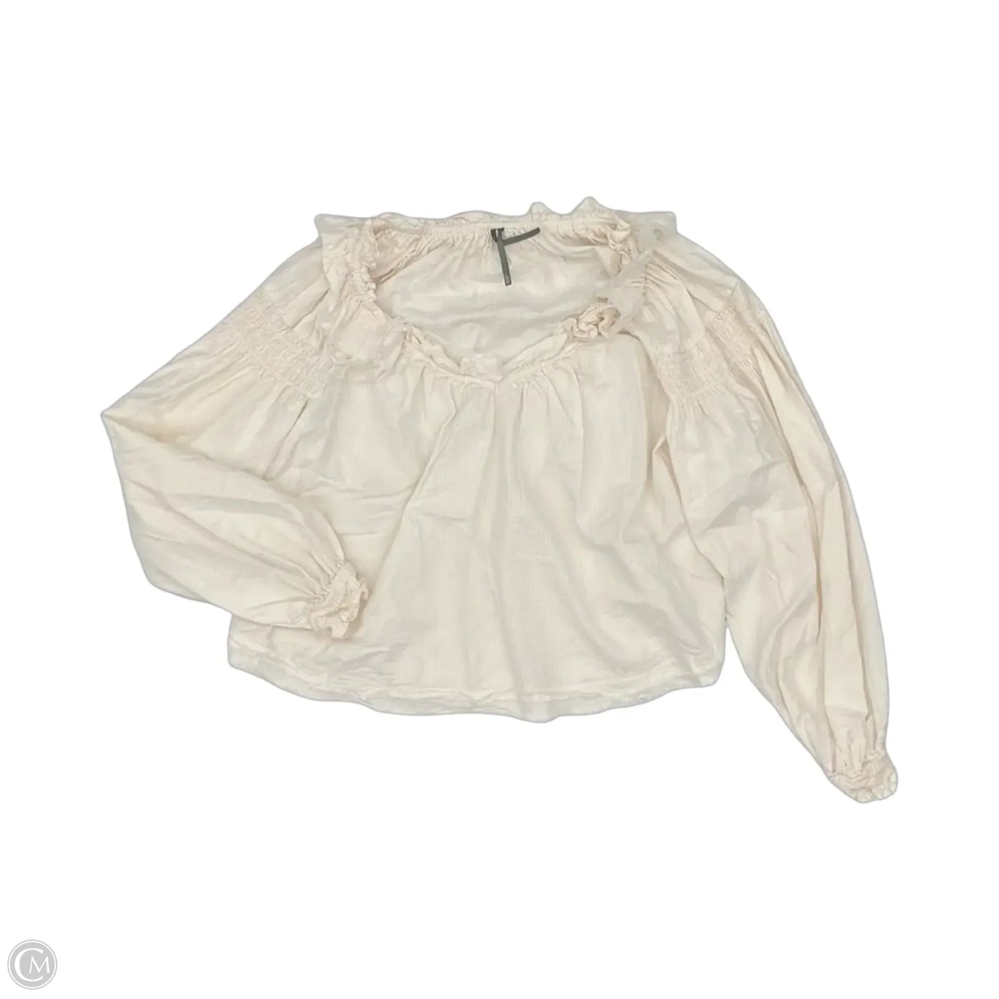 Blouse Long Sleeve By Anthropologie In Cream, Size: M