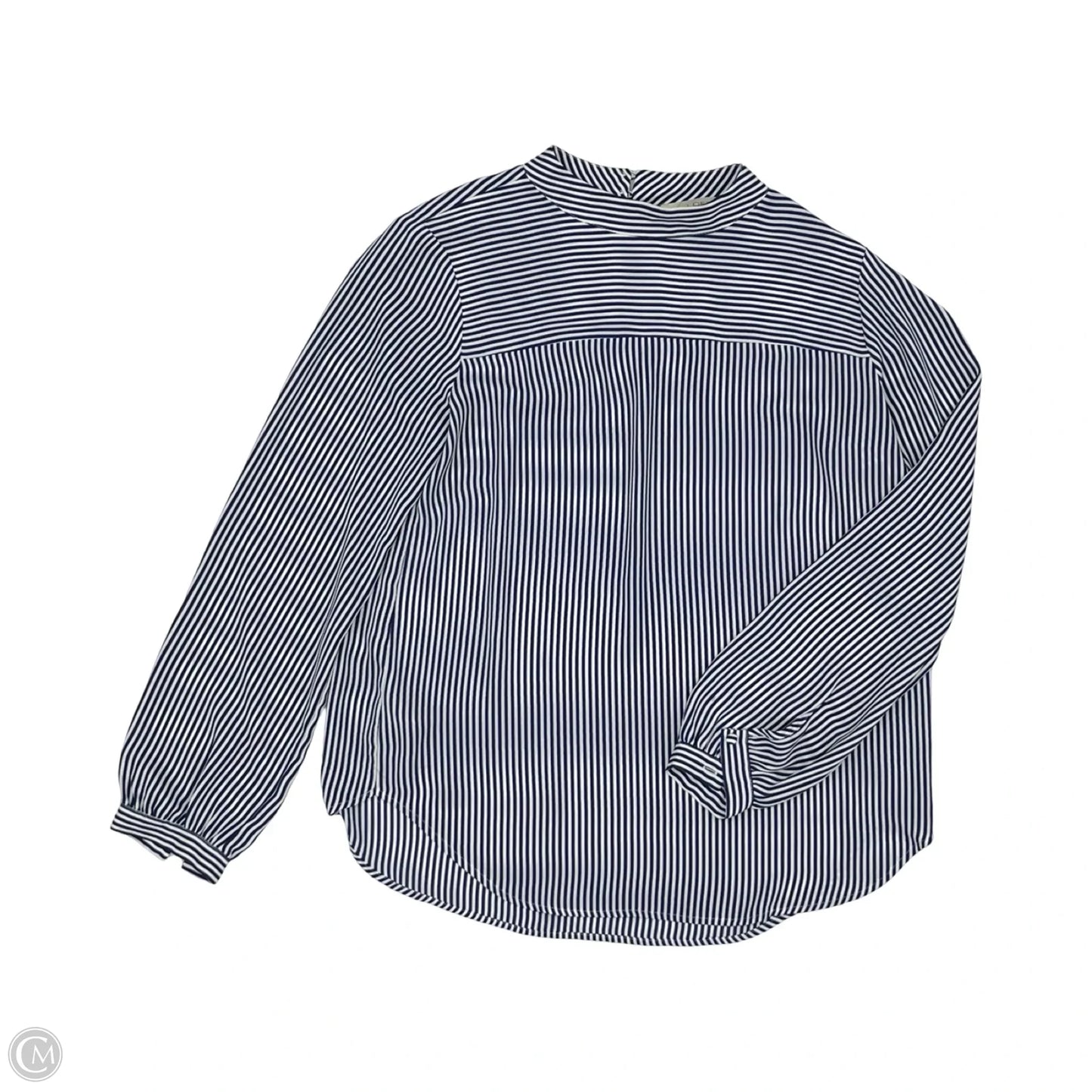 Blouse Long Sleeve By Loft In Blue & White, Size: S