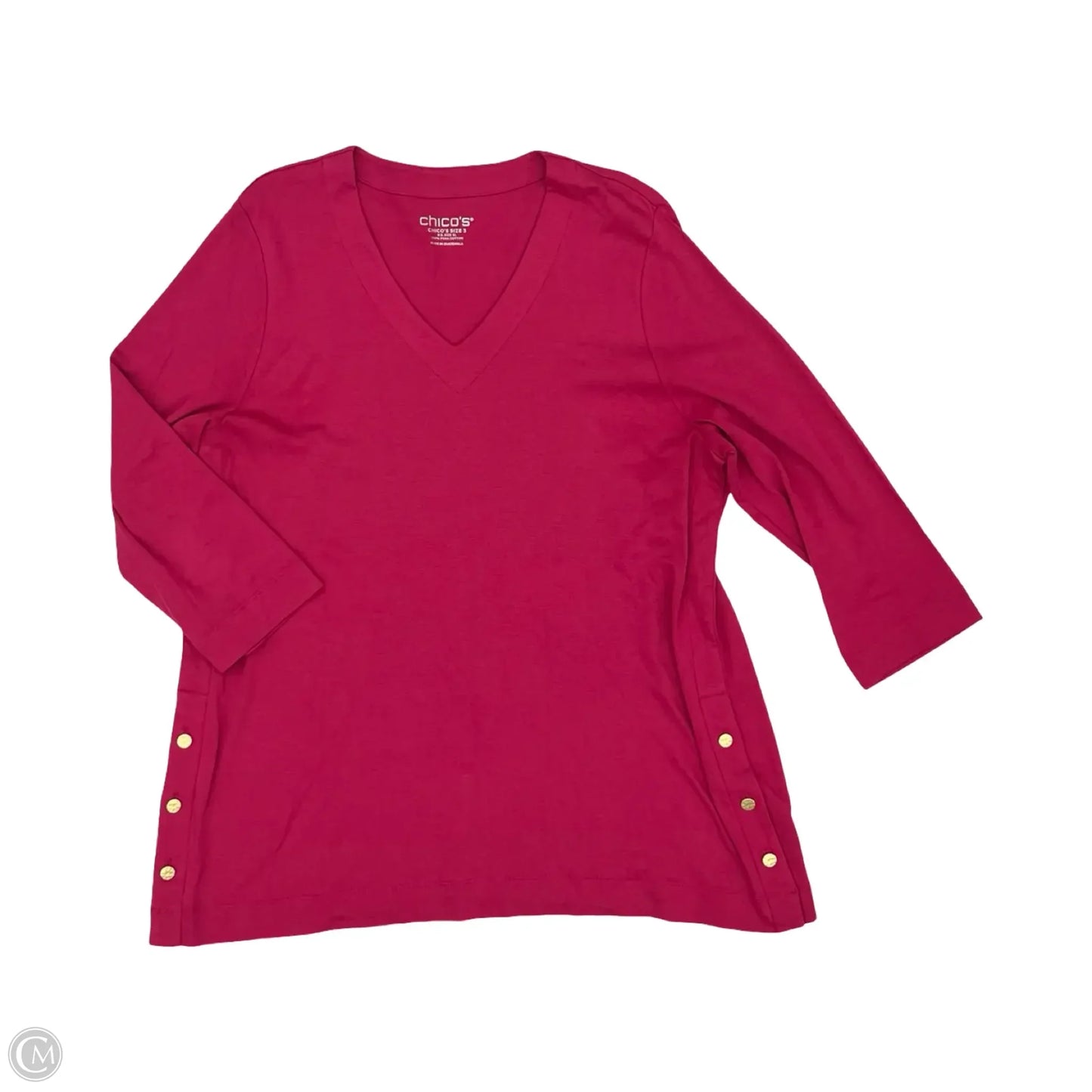 Top 3/4 Sleeve By Chicos In Pink, Size: Xl