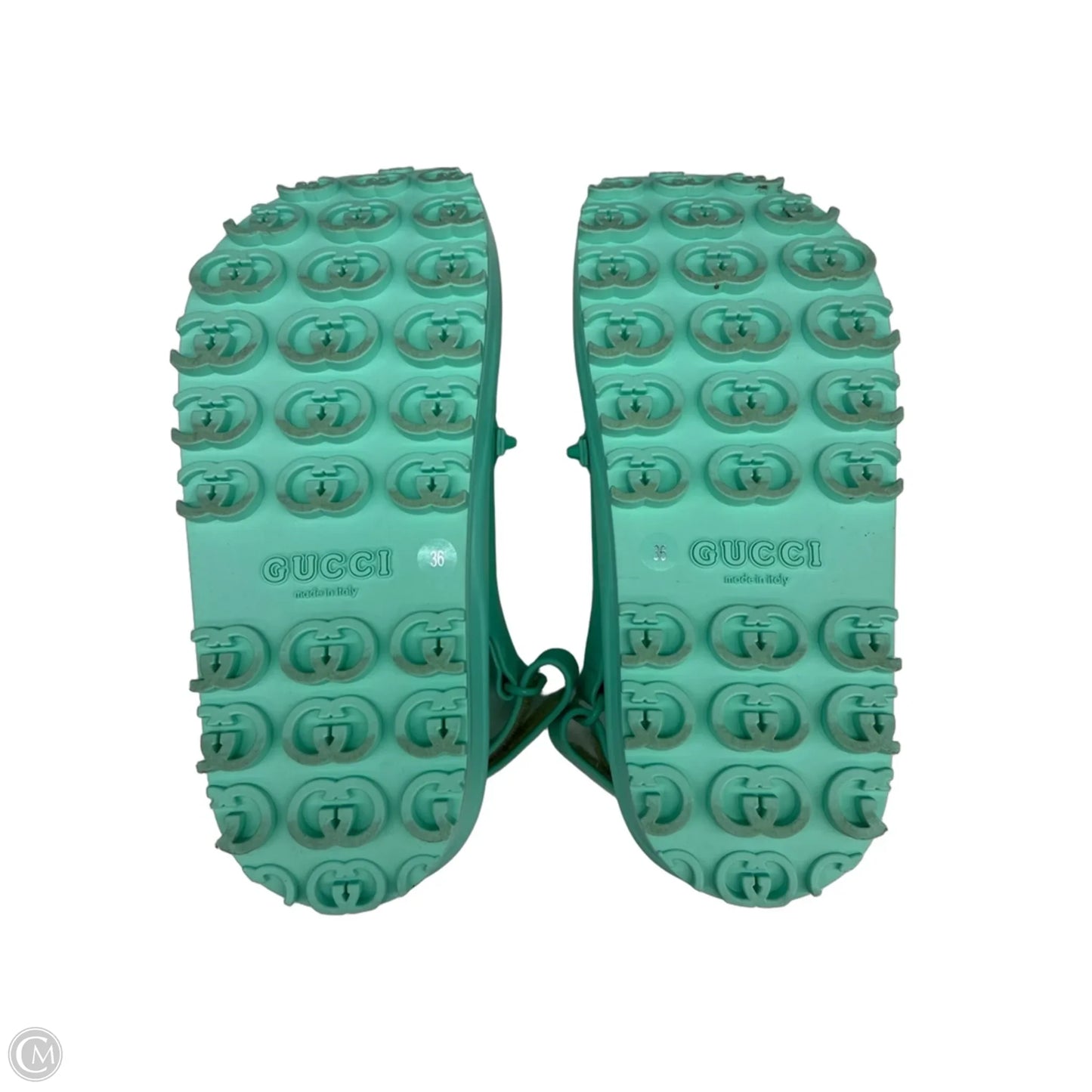 Sandals Luxury Designer By Gucci In Aqua, Size: 5.5