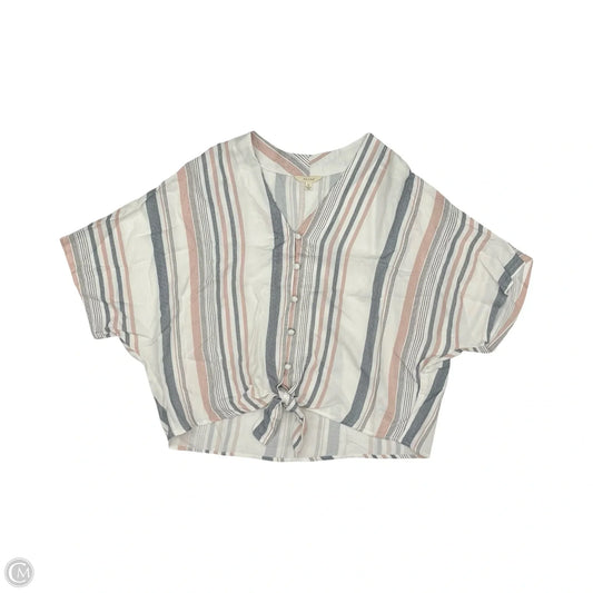 Blouse Short Sleeve By Sim & Sam In Black & Cream, Size: M