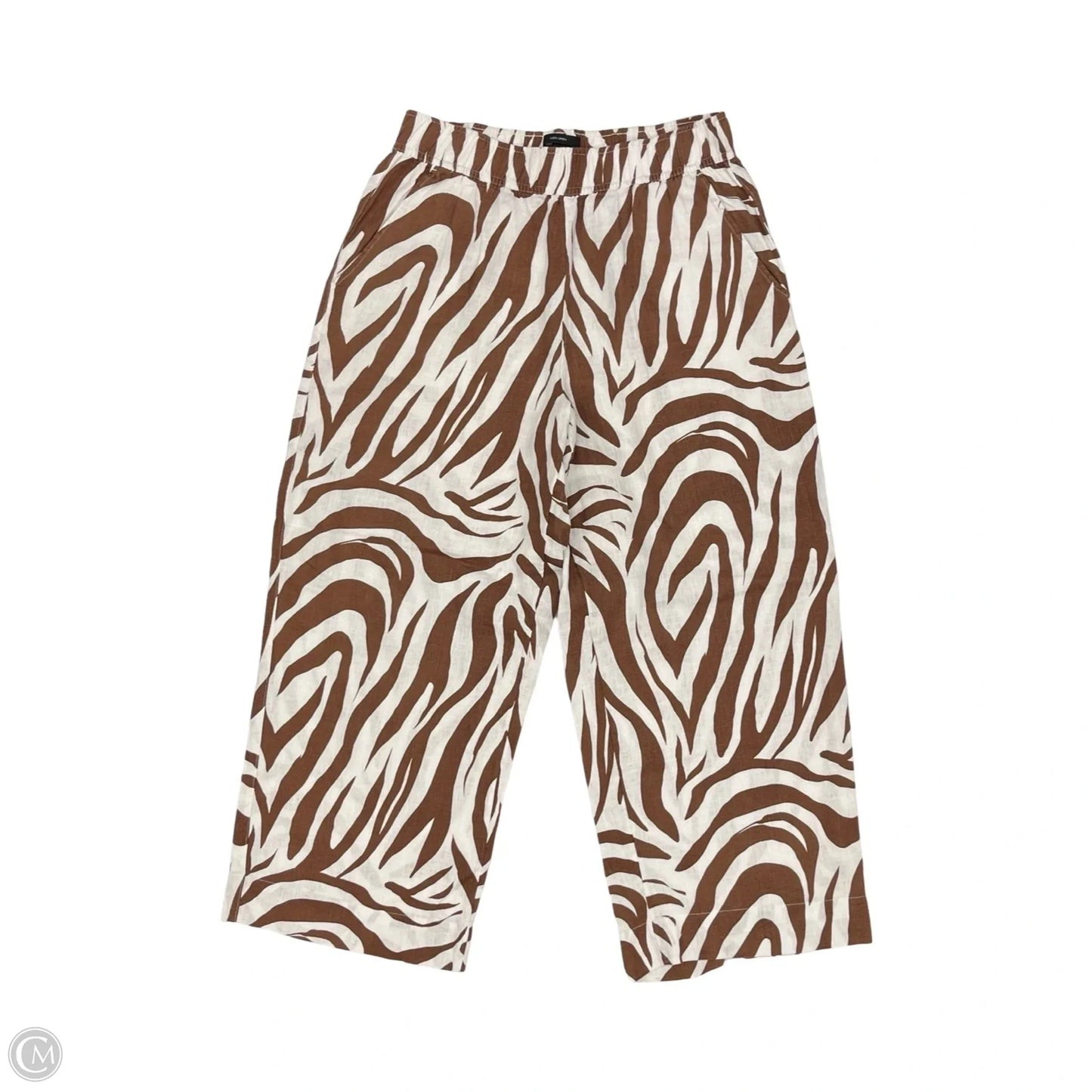 Pants Linen By Tahari In Brown & Cream, Size: M