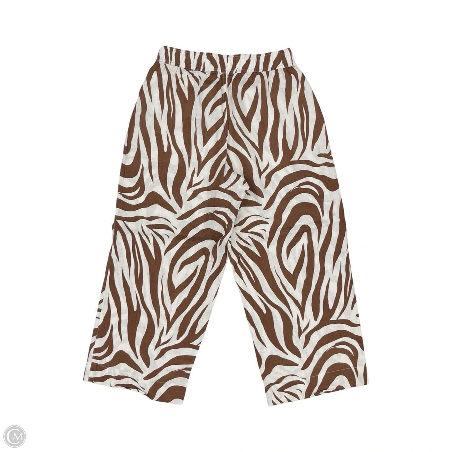 Pants Linen By Tahari In Brown & Cream, Size: M