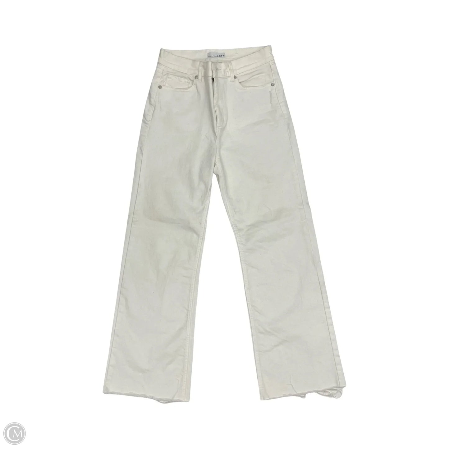 Jeans Wide Leg By Loft In White Denim, Size: 2