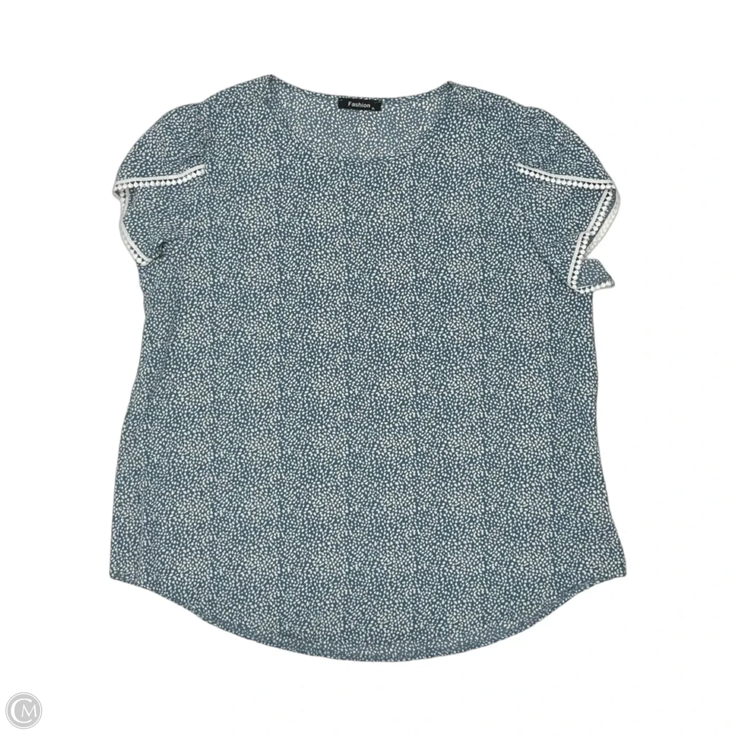 Blouse Short Sleeve By Cme In Blue & White, Size: Xl