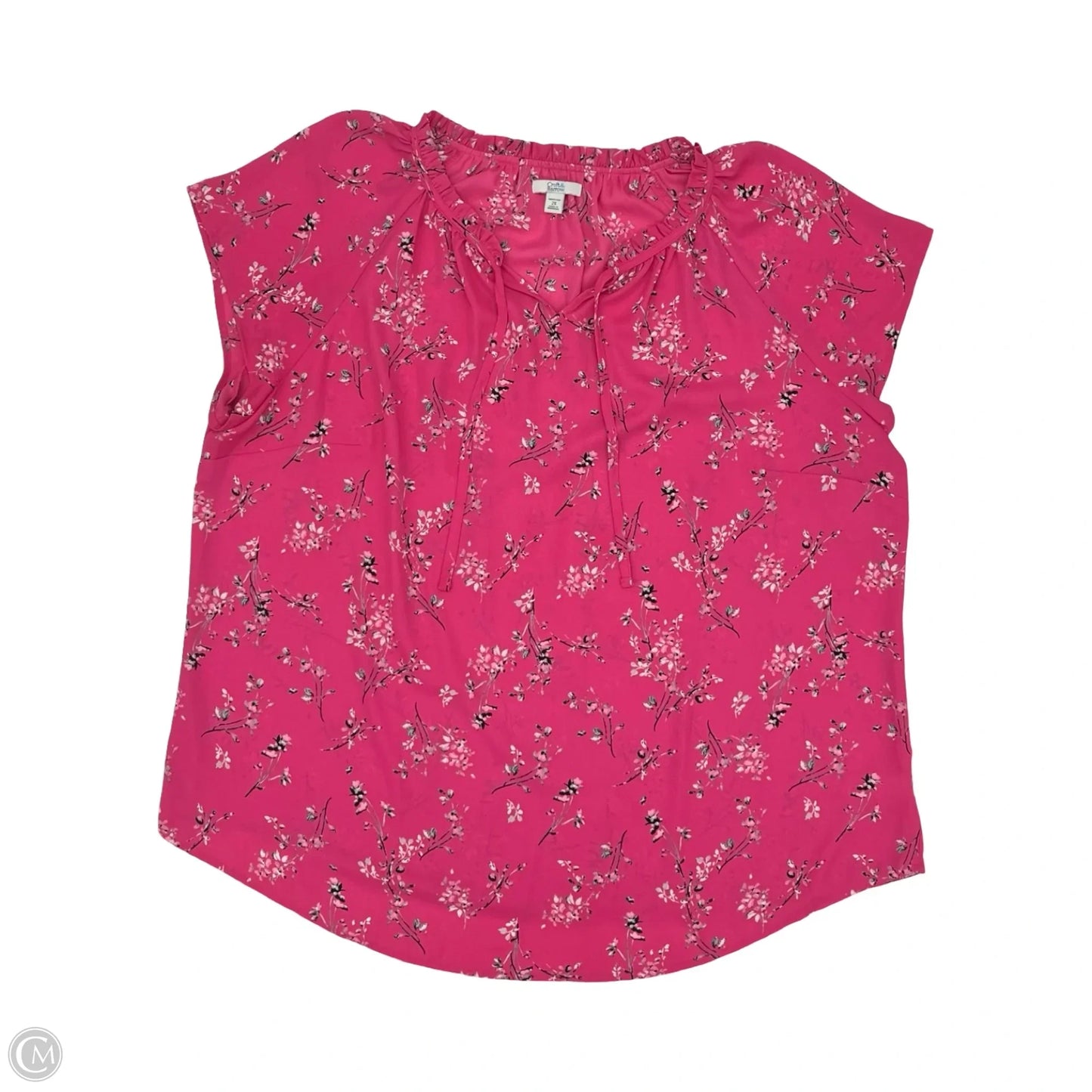 Blouse Short Sleeve By Croft And Barrow In Pink, Size: 2x
