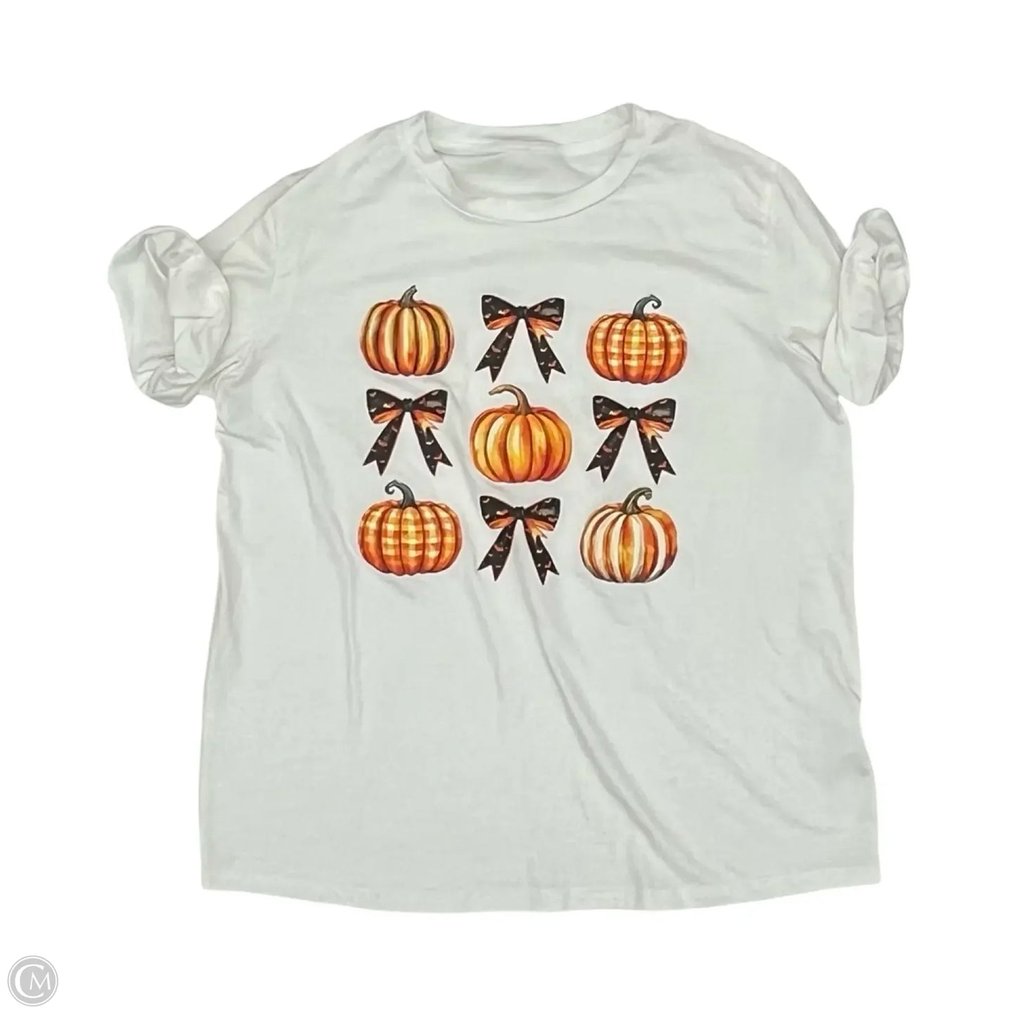 Top Short Sleeve By Clothes Mentor In Orange & White, Size: L