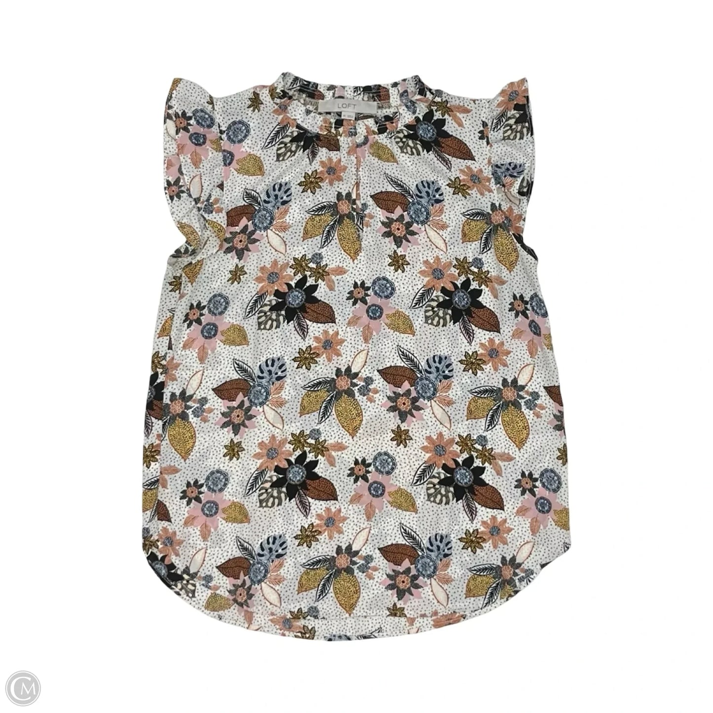Blouse Short Sleeve By Loft In Floral Print, Size: Xs