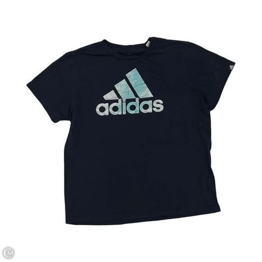 Athletic Top Short Sleeve By Adidas In Blue, Size: L