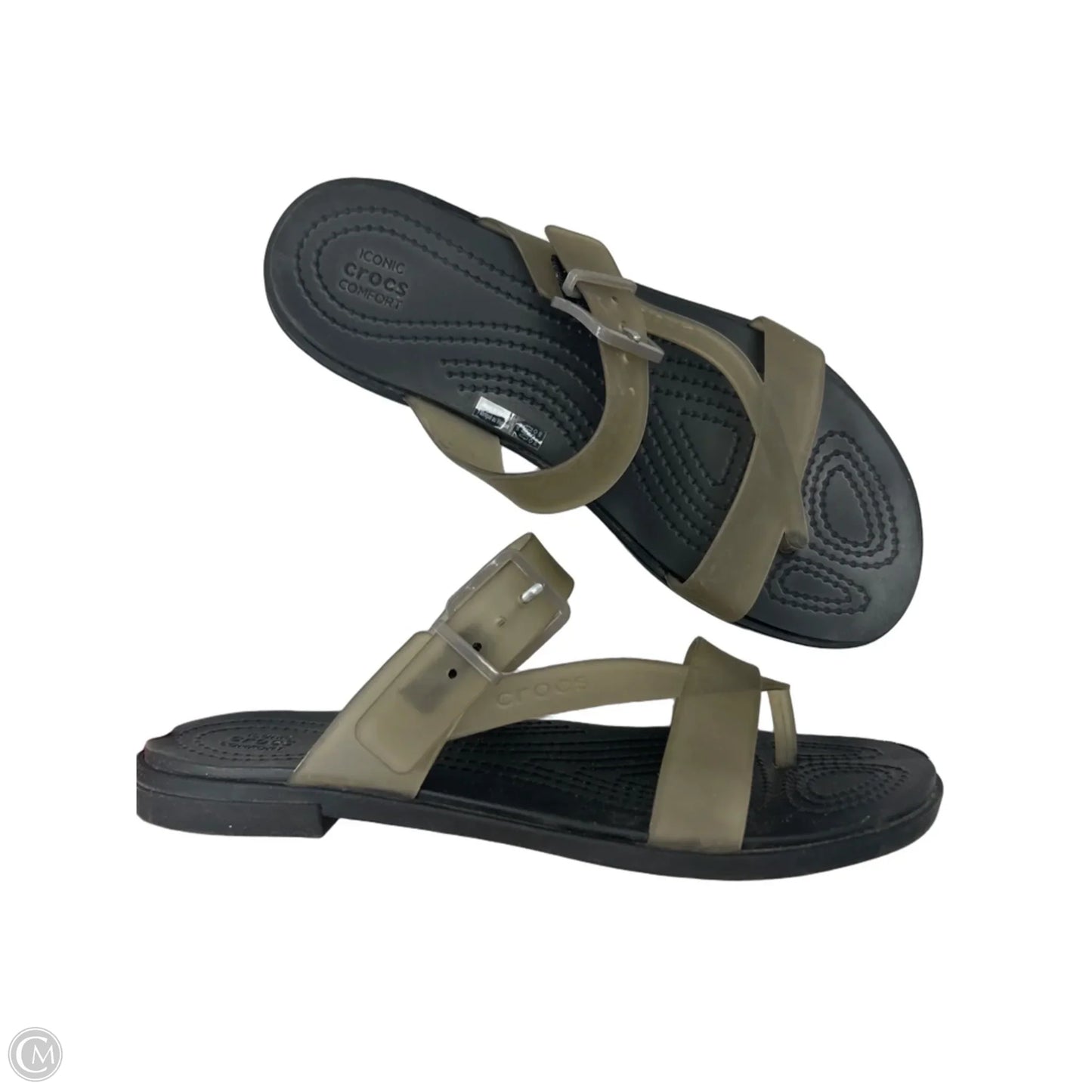 Sandals Flats By Crocs In Grey, Size: 8