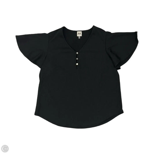 Blouse Short Sleeve By Anne Klein In Black, Size: 1x