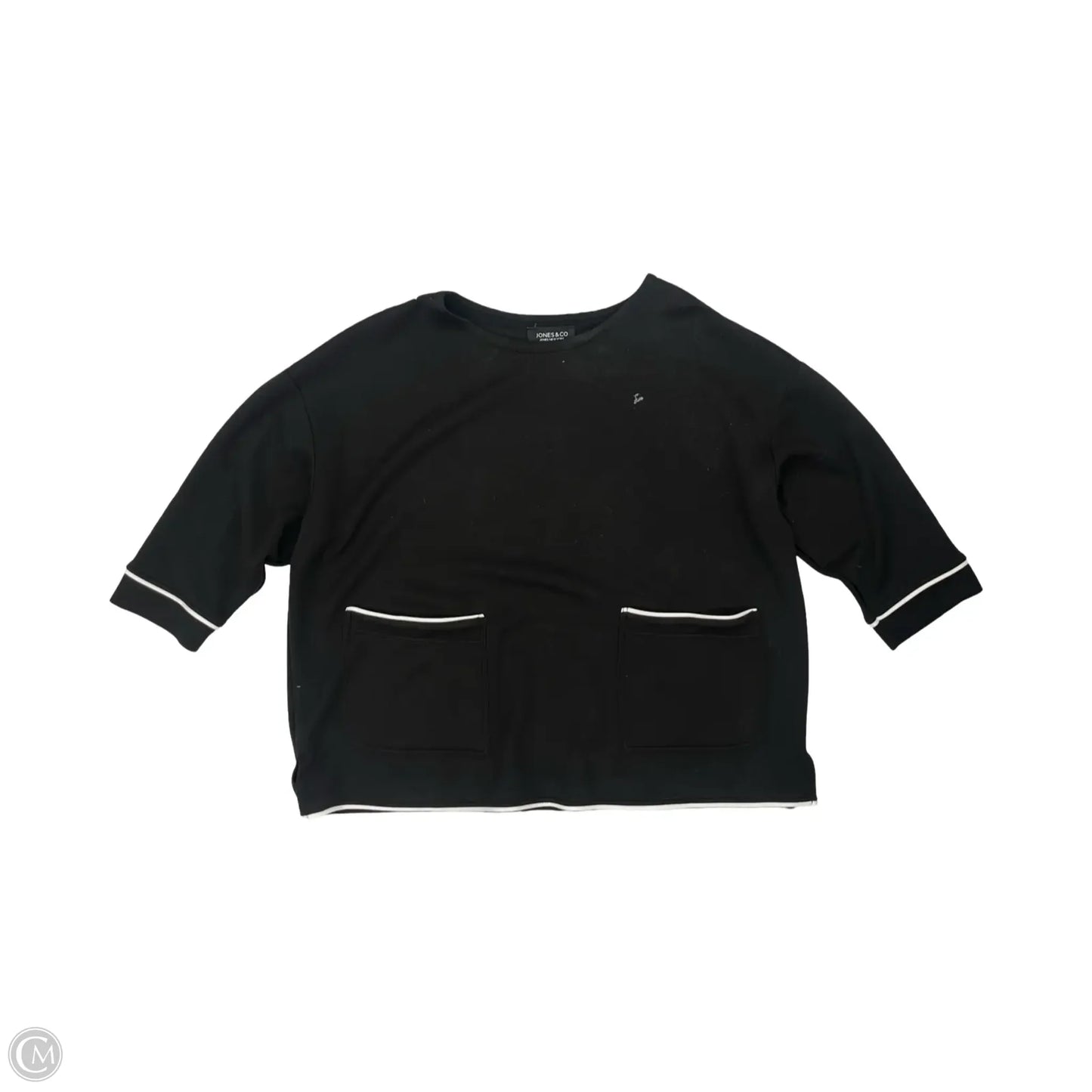 Top 3/4 Sleeve By Jones And Co In Black & White, Size: 1x