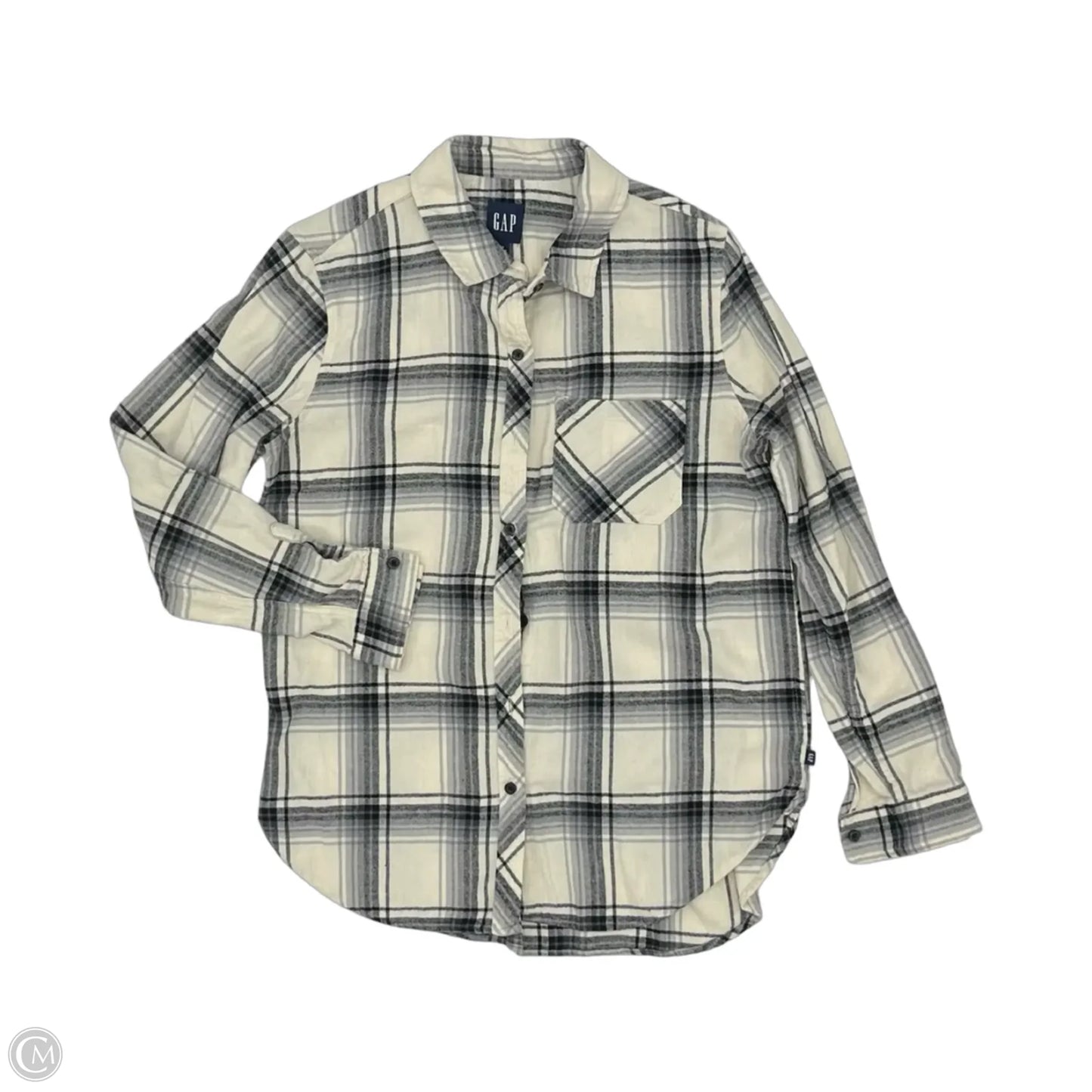 Blouse Long Sleeve By Gap In Cream & Grey, Size: M