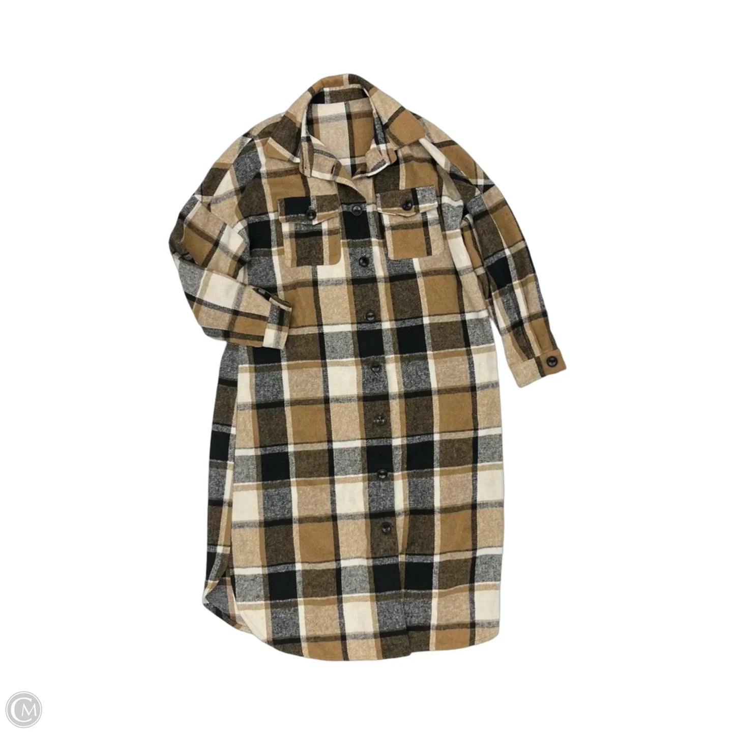 Jacket Shirt By Clothes Mentor In Black & Tan, Size: M