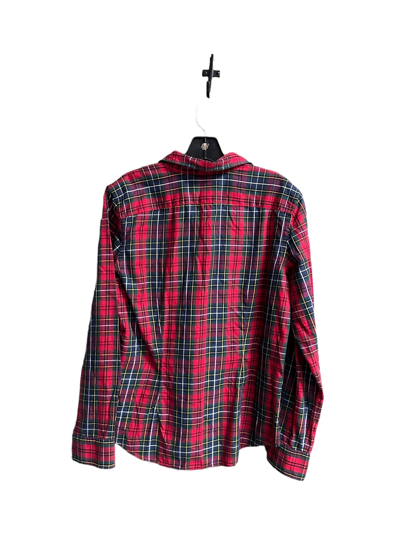 Top Long Sleeve By Chaps In Plaid Pattern, Size: L