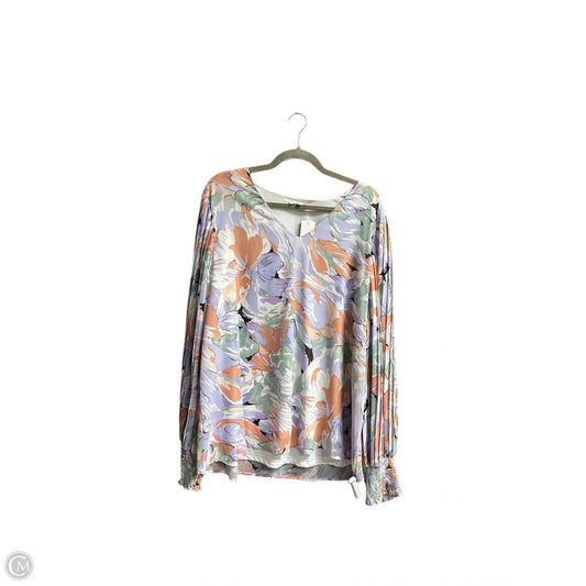 Top Long Sleeve By Entro In Floral Print, Size: Xl
