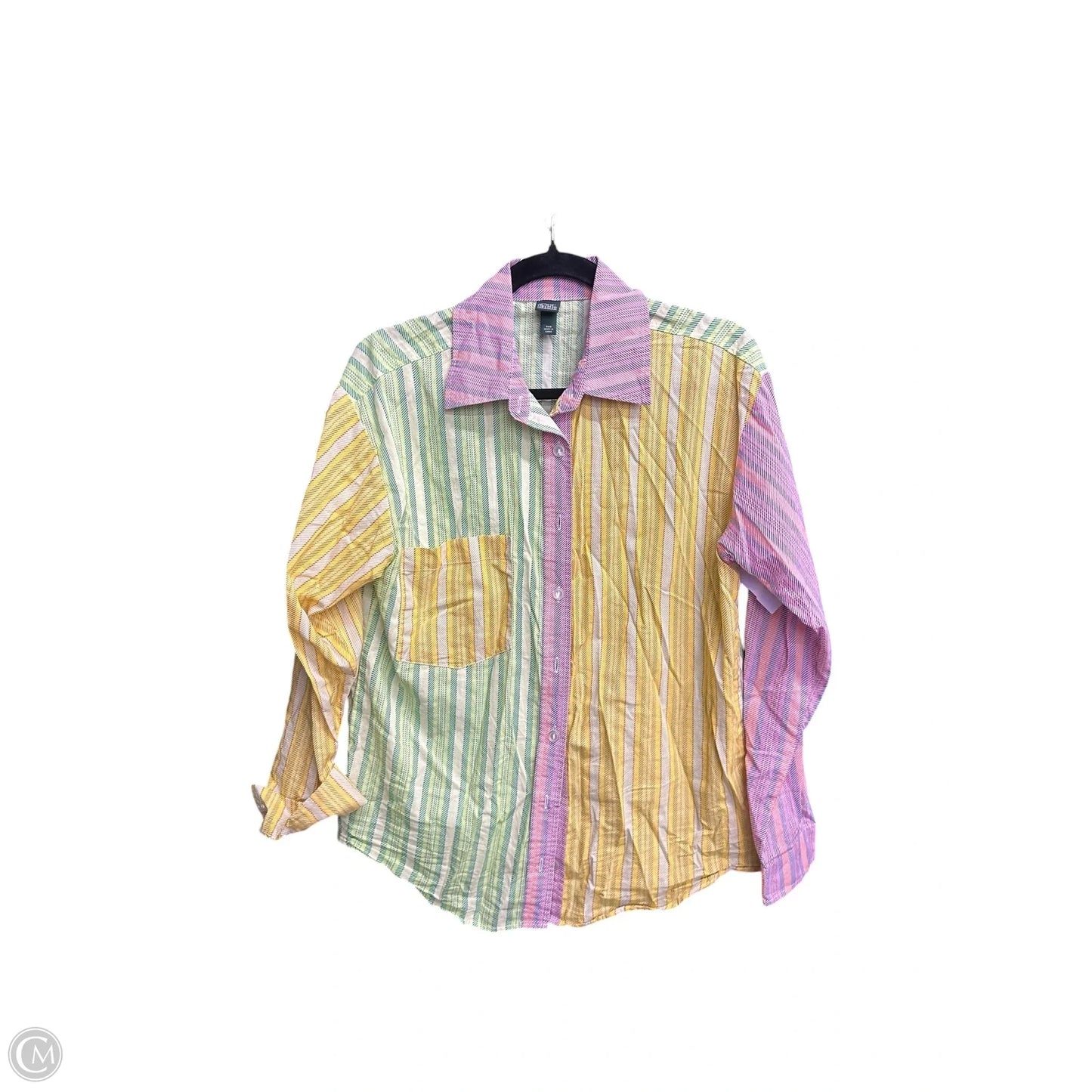 Blouse Long Sleeve By Wild Fable In Striped Pattern, Size: Xxs