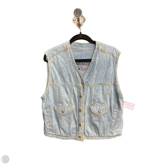 Blouse Sleeveless By Restricted In Blue Denim, Size: L
