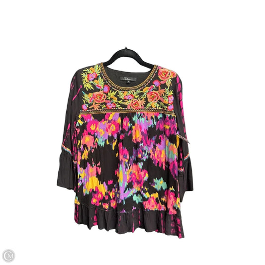 Top 3/4 Sleeve By Calessa In Black, Size: S