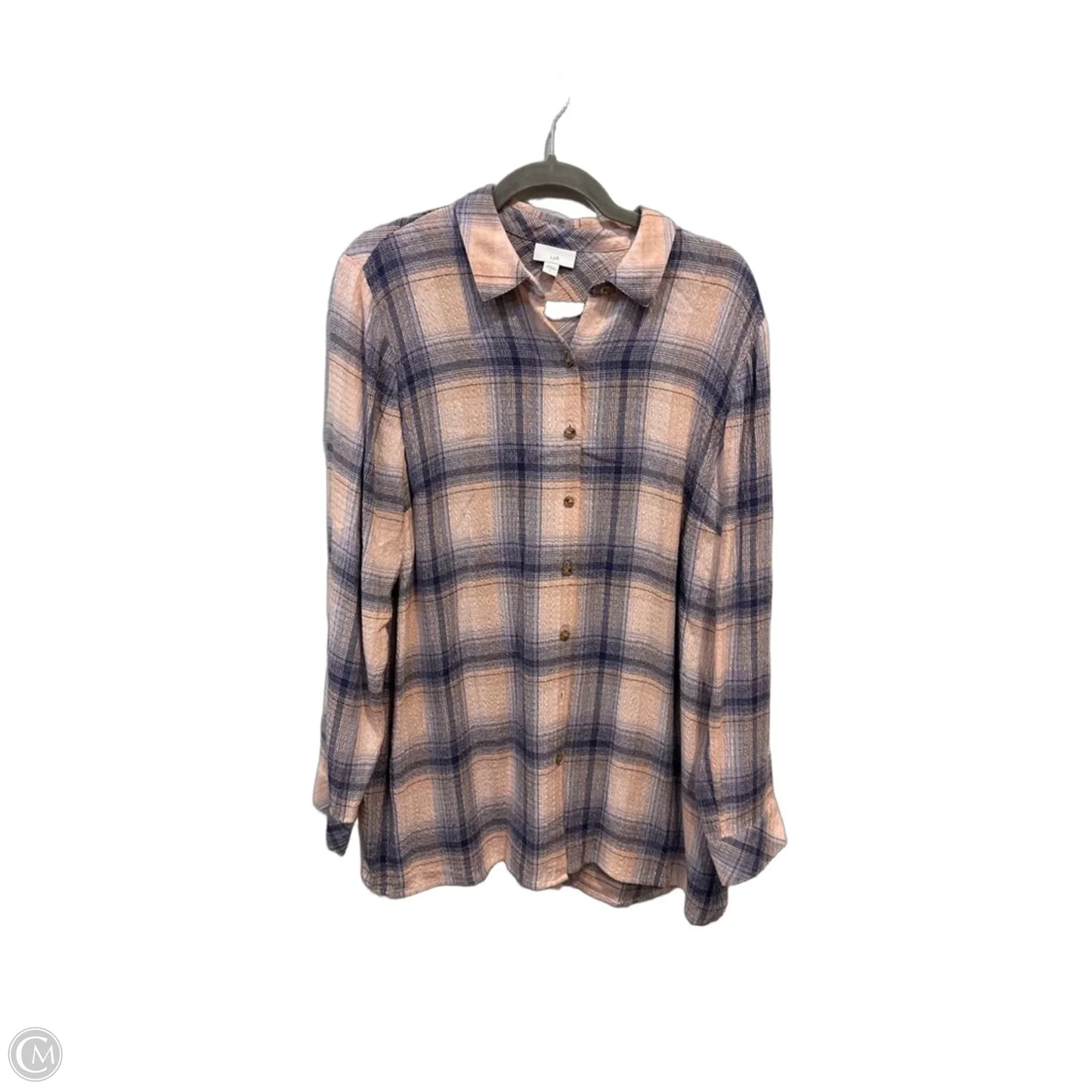 Blouse Long Sleeve By J. Jill In Plaid Pattern, Size: L