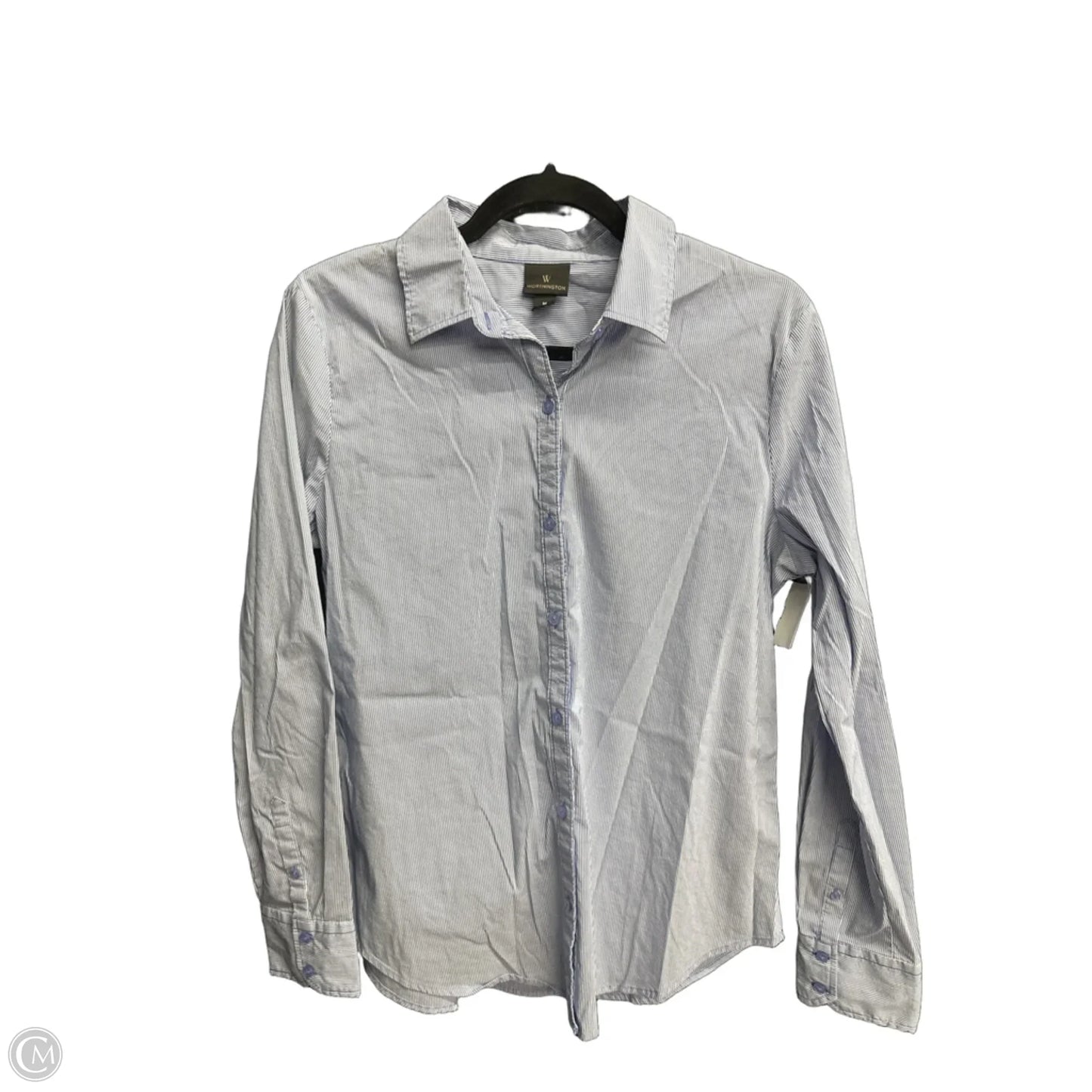 Blouse Long Sleeve By Worthington In Striped Pattern, Size: M