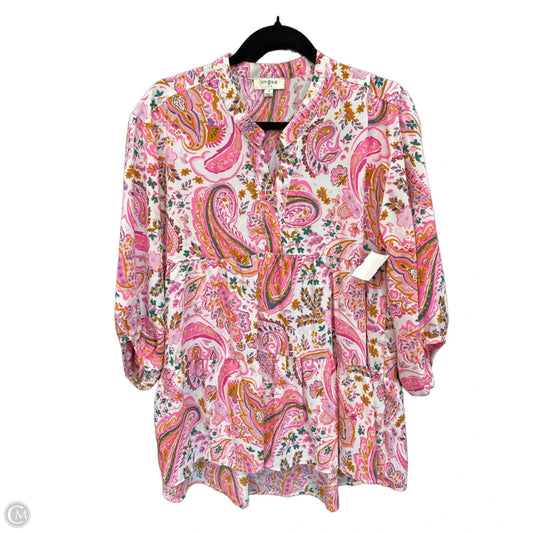 Top 3/4 Sleeve By Umgee In Paisley Print, Size: S