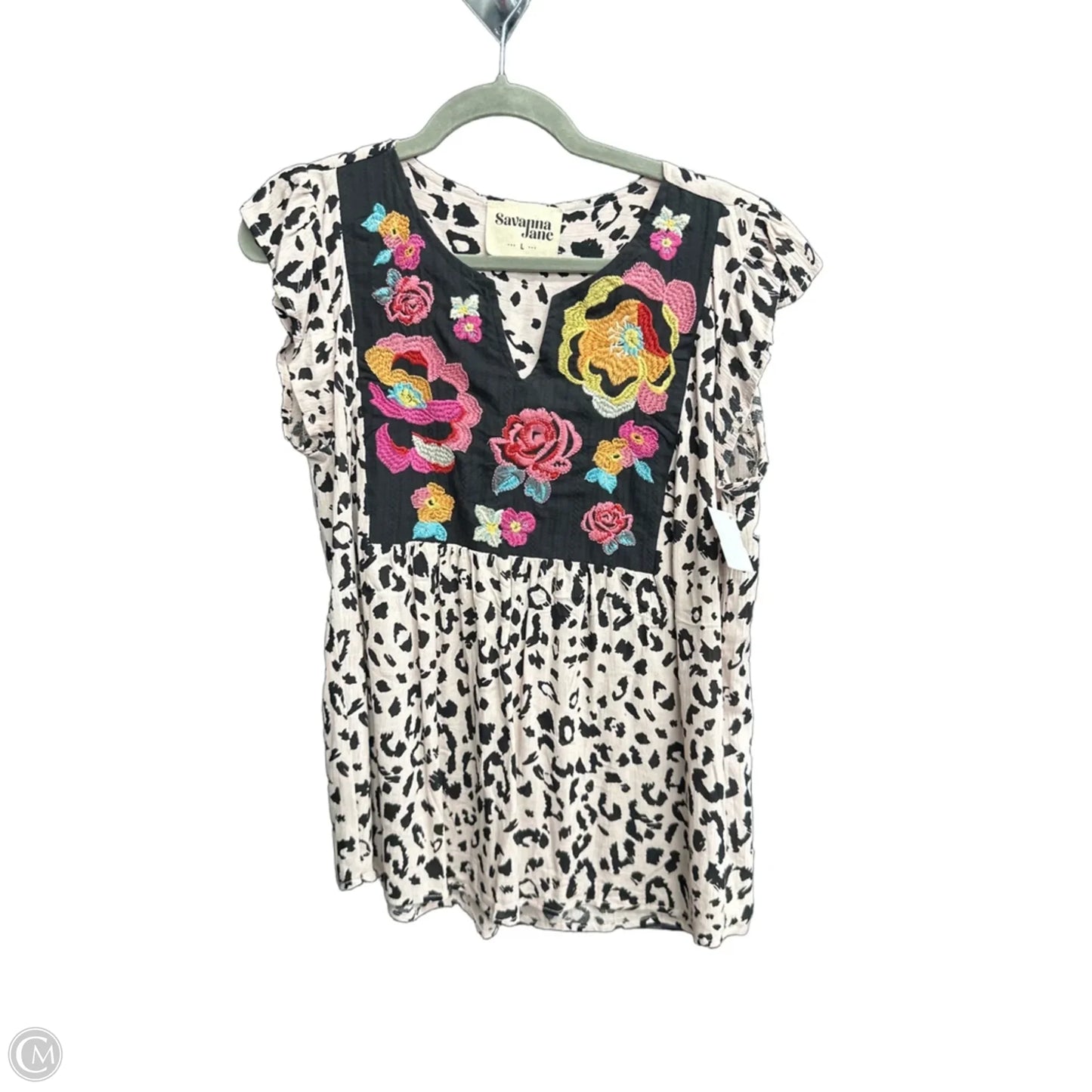 Top Sleeveless By Savanna Jane In Leopard Print, Size: L