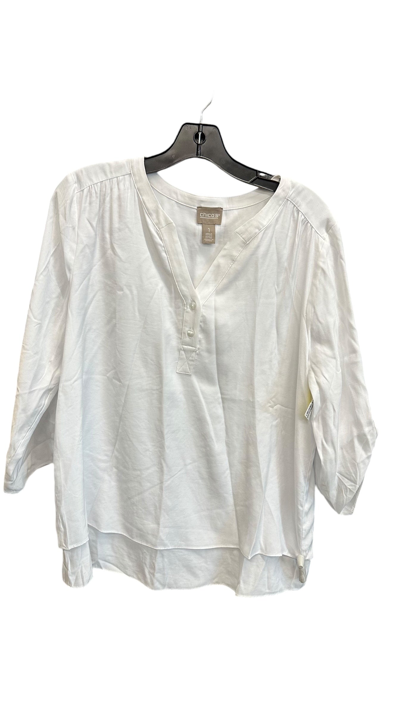 Top 3/4 Sleeve By Chicos In White, Size: M