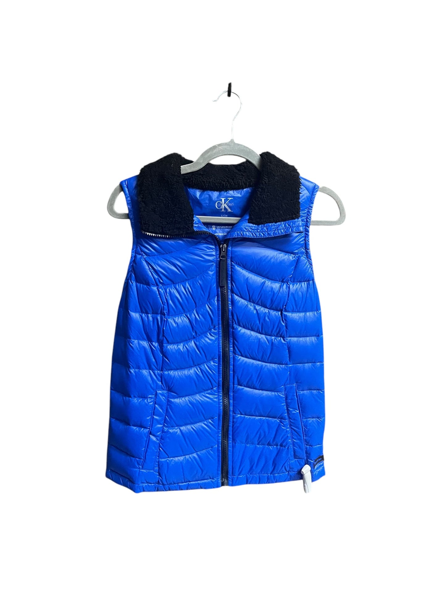 Vest Puffer & Quilted By Calvin Klein In Black & Blue, Size: S