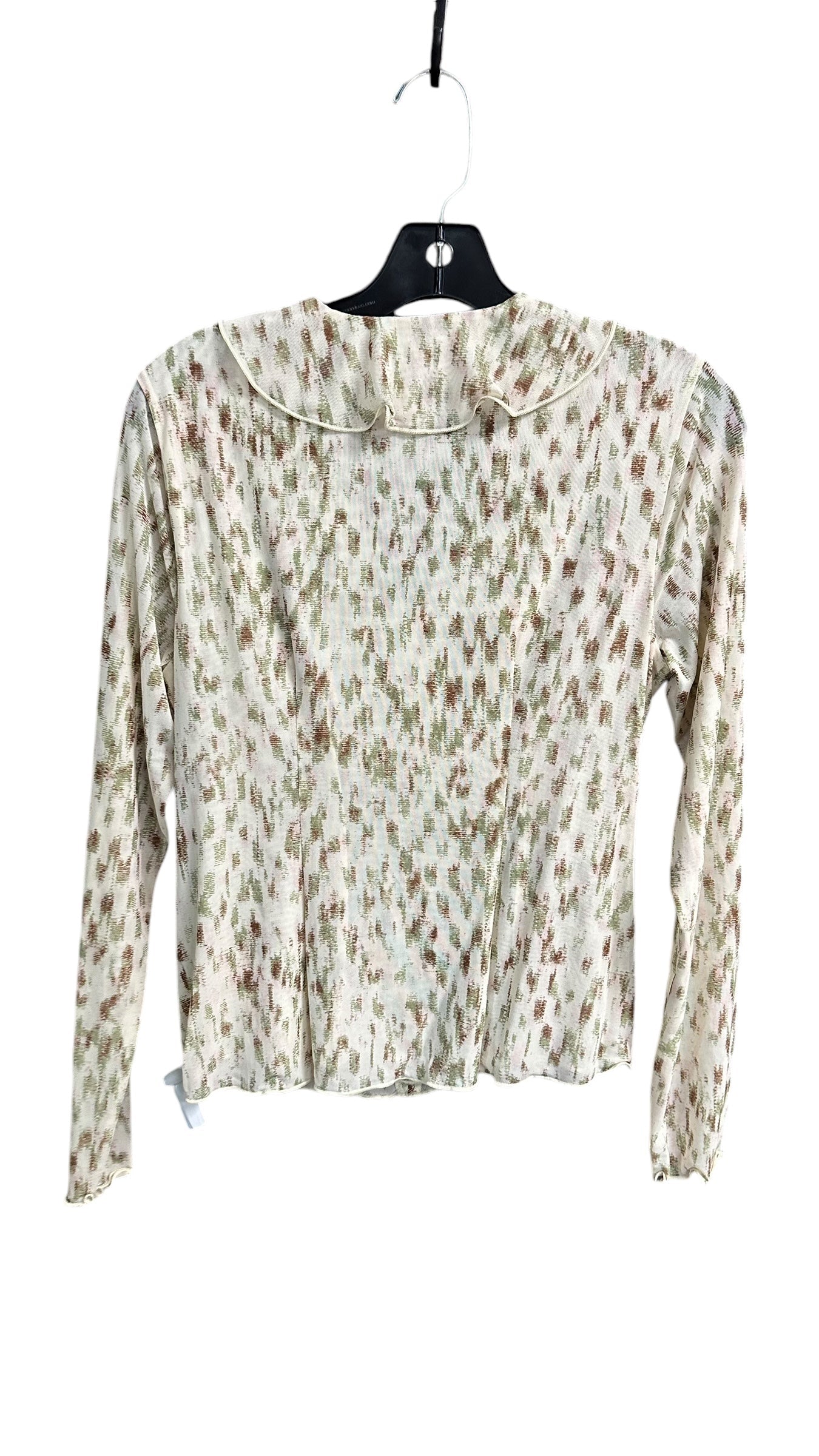 Top Long Sleeve By Cabi In Cream & Green, Size: S