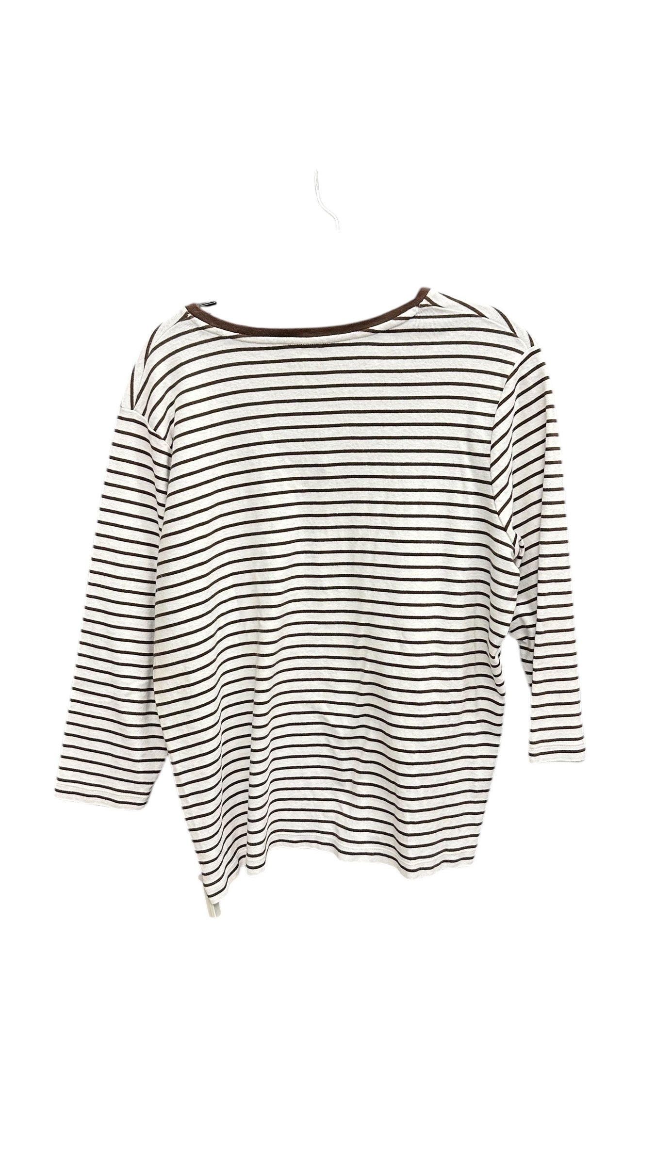 Top Long Sleeve By Jones New York In Brown & White, Size: 1x