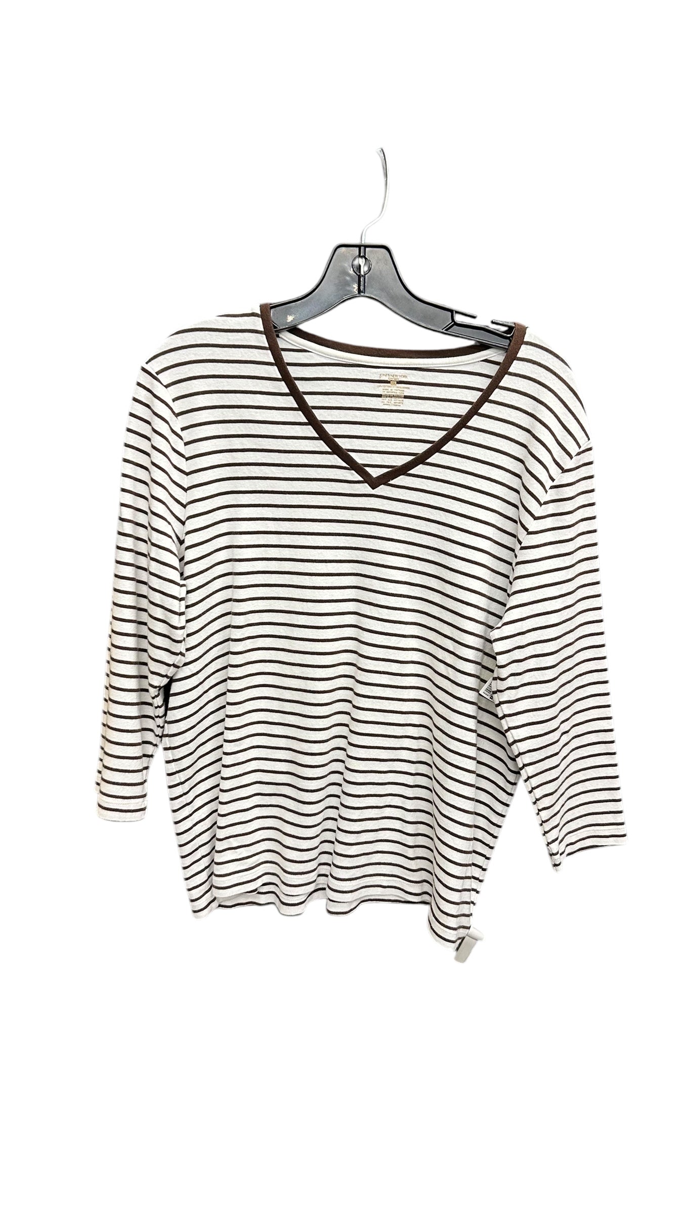 Top Long Sleeve By Jones New York In Brown & White, Size: 1x