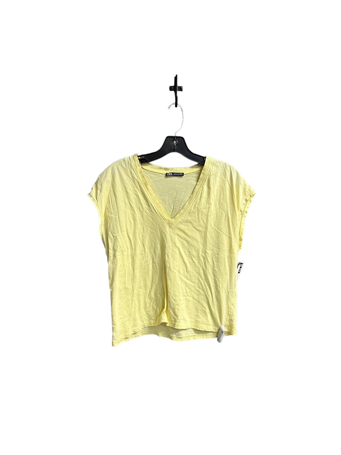 Yellow Top Short Sleeve Zara, Size S