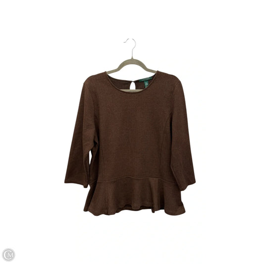 Top Long Sleeve By Lauren By Ralph Lauren In Brown, Size: Xl