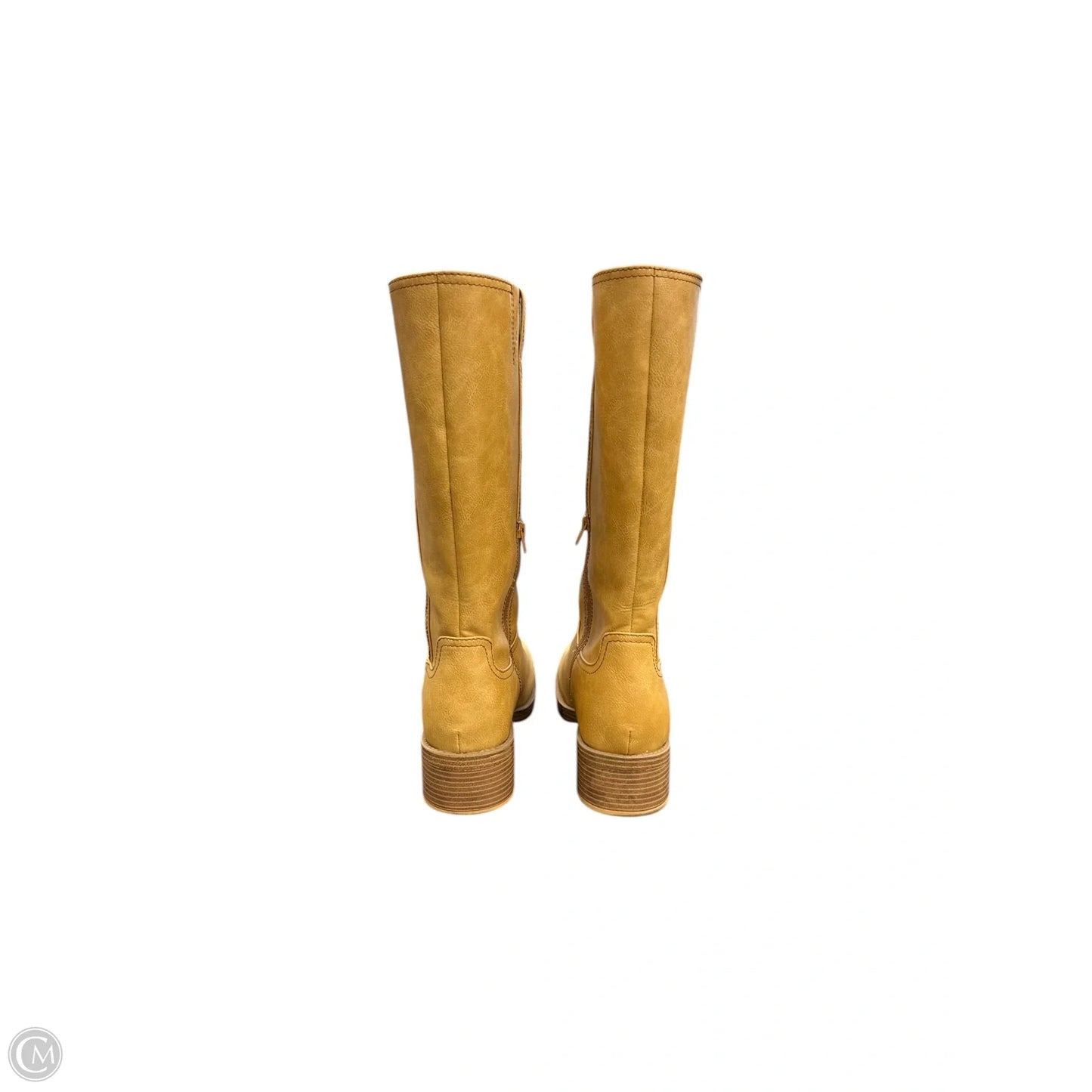 Boots Mid-calf Flats By Clothes Mentor In Yellow, Size: 12