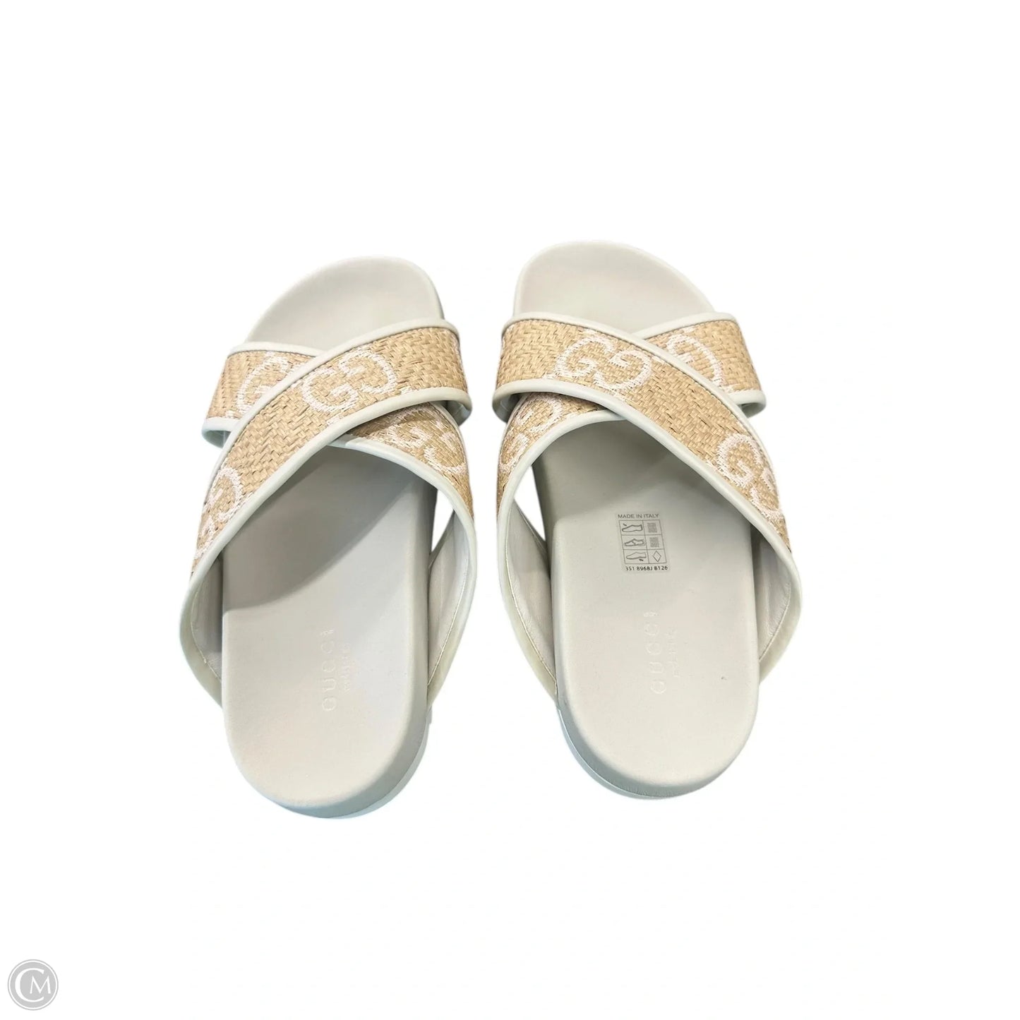 Sandals Luxury Designer By Gucci In Pink & Tan, Size: 8